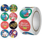 Merry Christmas 1 inch Sticker Roll Assorted Designs | 1 Inch Merry Christmas Round Stickers (500 pcs)