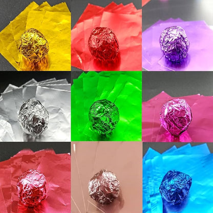 Multicolour Medium Chocolate Foil Wrapping Paper (Approx 250-280 pcs) (Red, Green, Purple, Blue, Silver, Golden & Orange Mix)