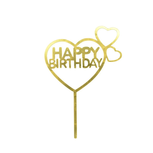Golden Acrylic Happy Birthday Cake Topper