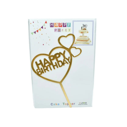 Golden Acrylic Happy Birthday Cake Topper
