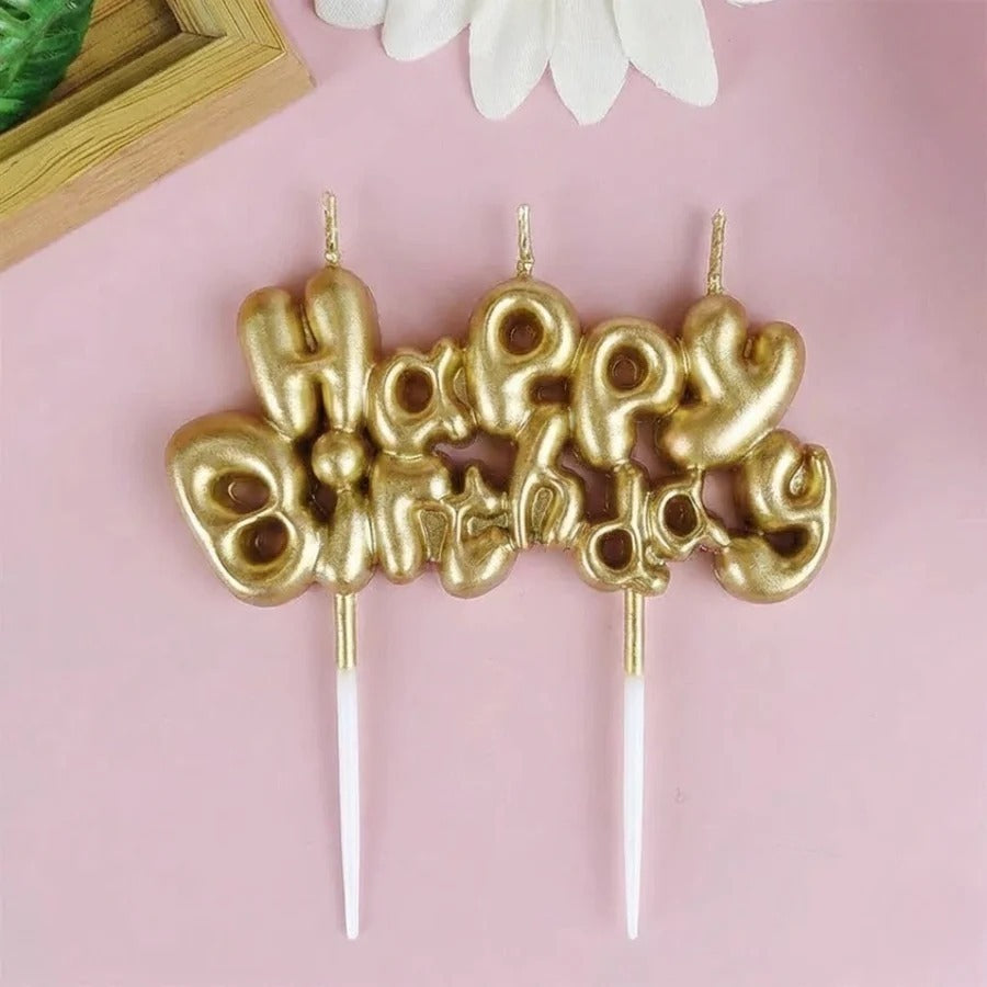 Happy Birthday Candle | Metallic Shades | Pack of 1
