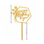 Premium Acrylic Happy Birthday Cake Toppers | Geometric & Floral Script Designs (Pack of 2)