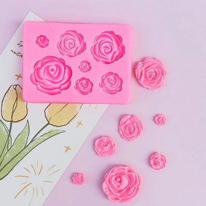 7 in 1 Mini 3D Roses Silicon Mould for Cake & Chocolate Decoration