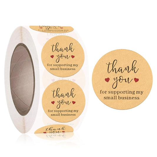 1 Inch Kraft Theme Thank You Stickers | 500 Stickers | Pack of 1