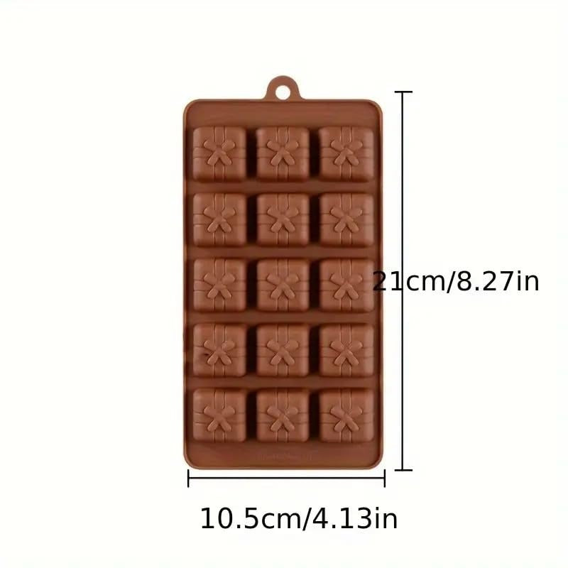 15 Cavity Present Box Design Mold | Christmas Chocolate Mold | Baking Jelly Molds | Cake Decoration with Shapes of Gift Box | Candy Making Mold