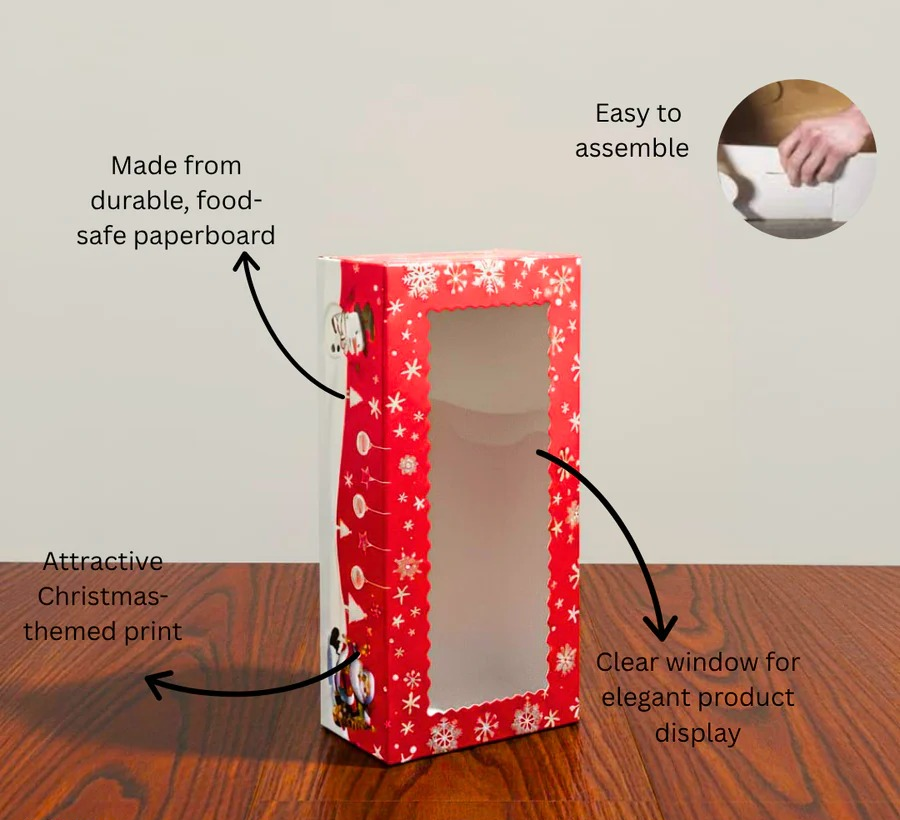 Christmas Special 1, 2 & 4 Brownie Boxes (Red Colour) | Pack of 10 | 1, 2 & 4 Christmas Brownie Boxes set of 10