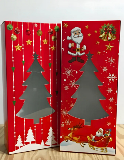 Rectangular Christmas Plum Cake Gift Box | Tree Cut-Out Window Design | Pack of 5