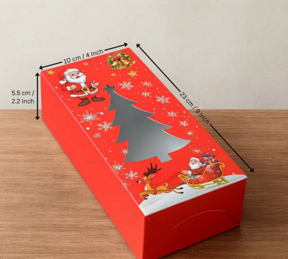 Rectangular Christmas Plum Cake Gift Box | Tree Cut-Out Window Design | Pack of 5