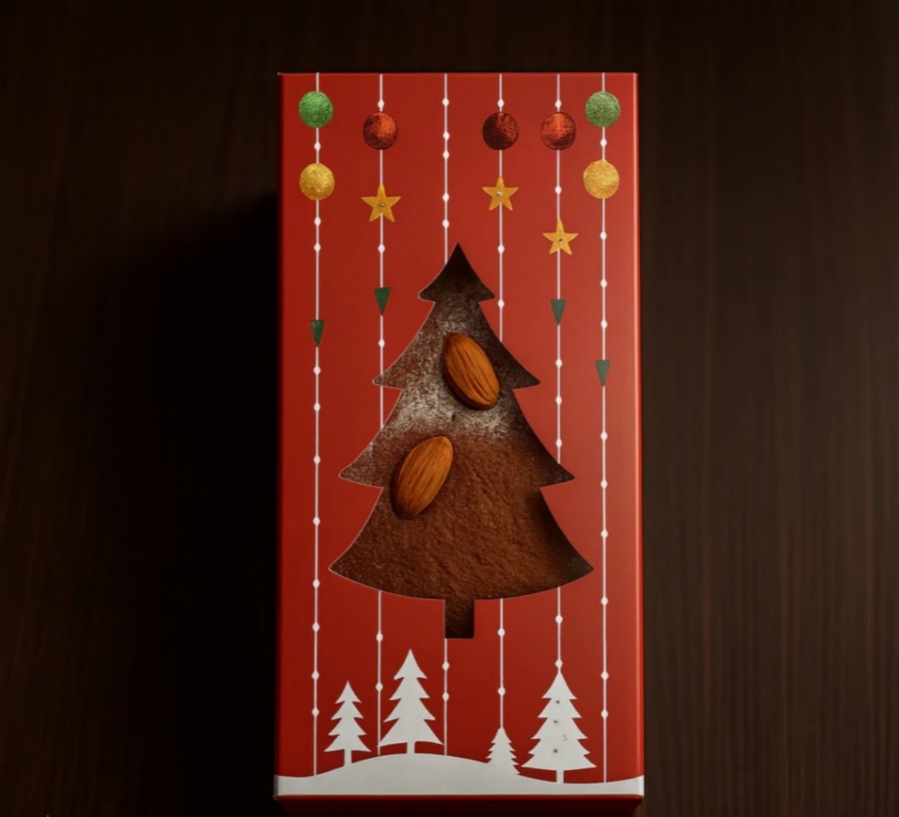 Rectangular Christmas Plum Cake Gift Box | Tree Cut-Out Window Design | Pack of 5