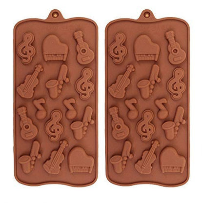 Musical Instrument Silicone Mould | 15-Cavity Music Theme Mold with Guitar, Piano, Violin & Notes Design for Chocolate, Ice, Jelly, Soap & Candle Making