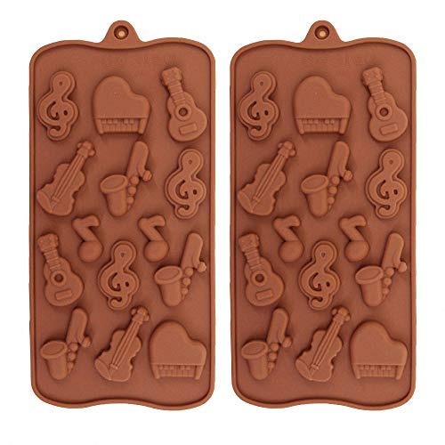 Musical Instrument Silicone Mould | 15-Cavity Music Theme Mold with Guitar, Piano, Violin & Notes Design for Chocolate, Ice, Jelly, Soap & Candle Making