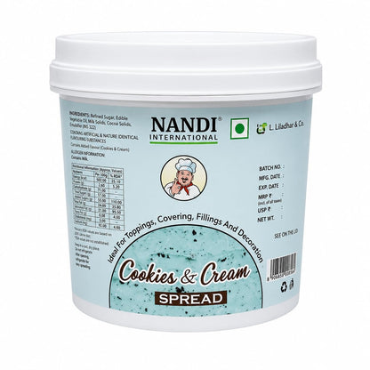 Cookies & Blue Cream Spread 1 Kg | Creamy Dessert Topping & Filling | Blue Cookie Flavoured Spread for Cakes, Cupcakes, Pastries, Waffles & Desserts