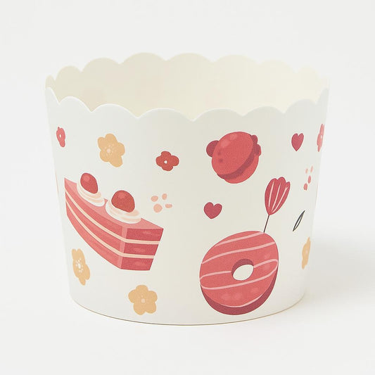 5cm | White Fancy Printed Scallop-Edge Baking Cups – Premium Paper Muffin Cup Liners | Pack Of 50