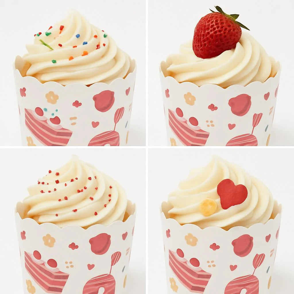 5cm | White Fancy Printed Scallop-Edge Baking Cups – Premium Paper Muffin Cup Liners | Pack Of 50