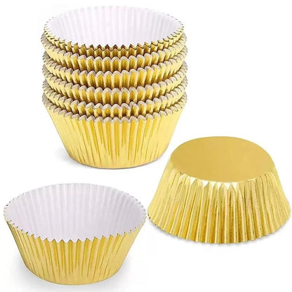7 CM Gold Colour Cupcake Liners | 500 pcs | Golden Baking Cup