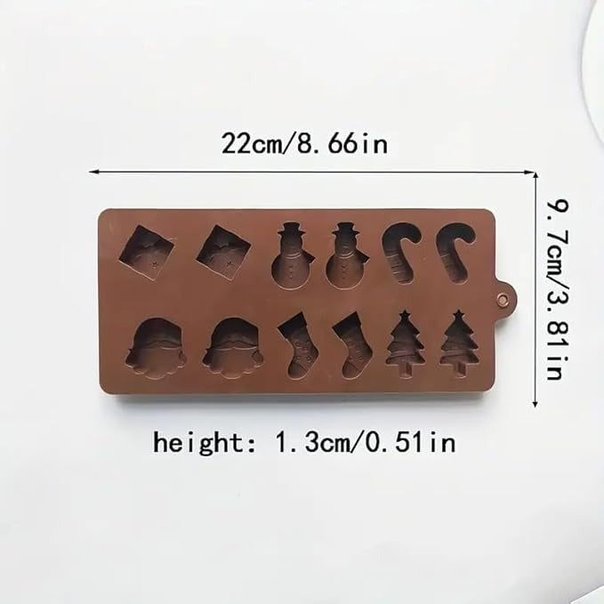12 Cav Christmas Silicone Mould Santa Clause Christmas Tree Snowman Candy Cane Gift for Chocolate Candy Jellies, Candies, Ice Cubes, Wax Melts, Soaps, Candles