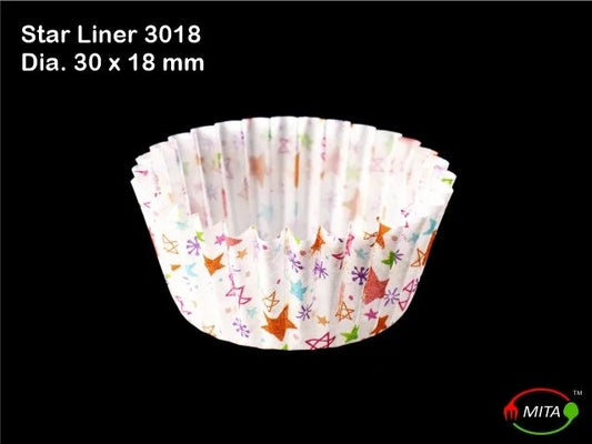 White Paper Liner 3018 Star Print (CHOCOLATE) Pack of 1000