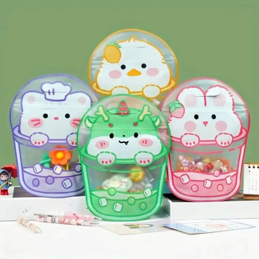 Cute Animal Design Zip Lock Bags| 4 in 1 Design |Stain-Resistant, Water-Resistant | Pack of 10
