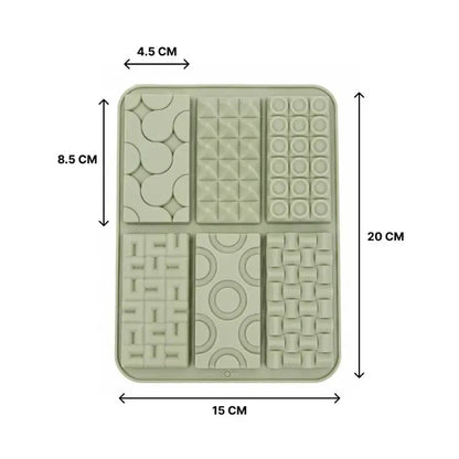 6-Cavity Silicone Chocolate Bar Mold | Assorted Geometric Pattern Chocolate Mould