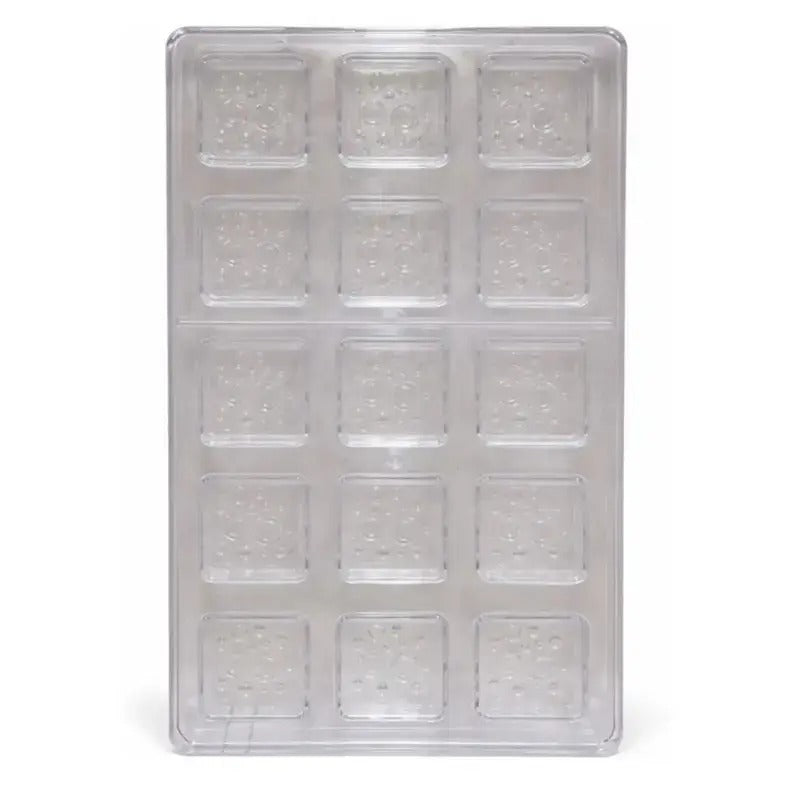 Textured Square Chocolate Mold – 18 Cavity Clear Polycarbonate Mould