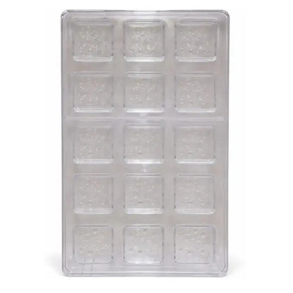 Textured Square Chocolate Mold – 18 Cavity Clear Polycarbonate Mould
