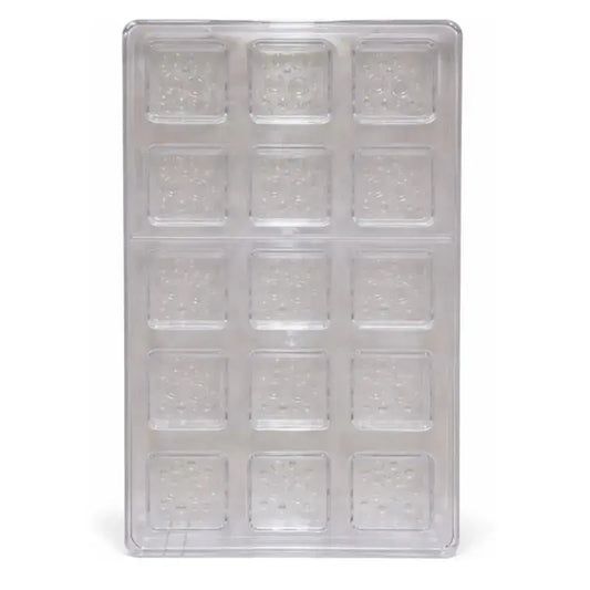 Textured Square Chocolate Mold – 18 Cavity Clear Polycarbonate Mould