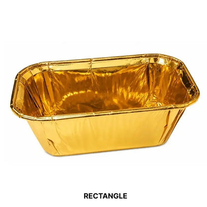 Premium Rectangle Golden Paper Baking Cups with Lid | Pack of 50 Rectangle Shapes Golden Baking Cups with Lid