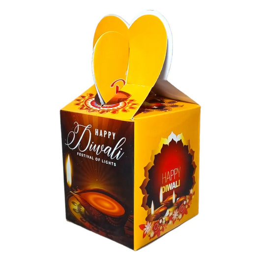 Happy Diwali Yellow Multi Purpose Gift Box (Set of 5) For Chocolates, Sweets, Single 350 Ml Glass Jar
