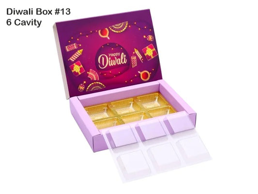 Premium 6 Cavity Diwali Box with Tray and Lid (Pack of 5)