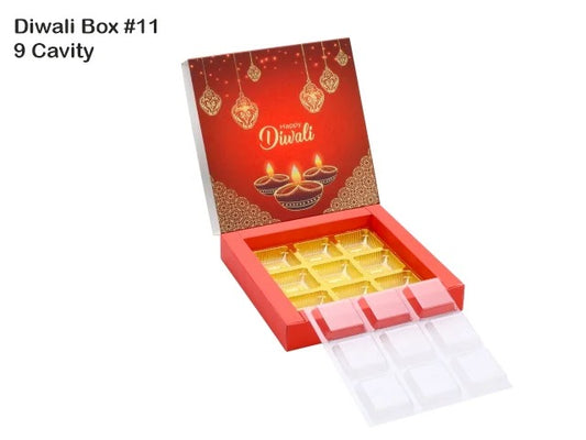 9 Cavity Diwali Box with tray & lid (Pack of 5)