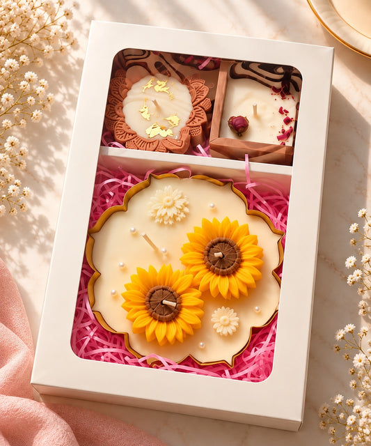 2 Mini Candles + 1 Big Candle - Size - 9 × 6 × 1.5 inches (Pack of 10)