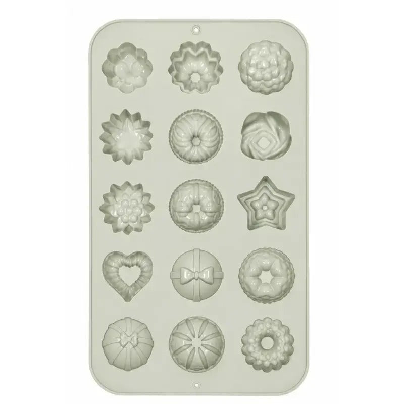 Assorted Dessert Silicone Mold | 15 Cavity Decorative Chocolate & Candy Mold
