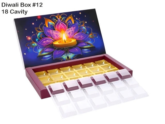 18 Cavity Diwali Box Pack of 10 with 3 Variants (Random or Mix colour as per availability)