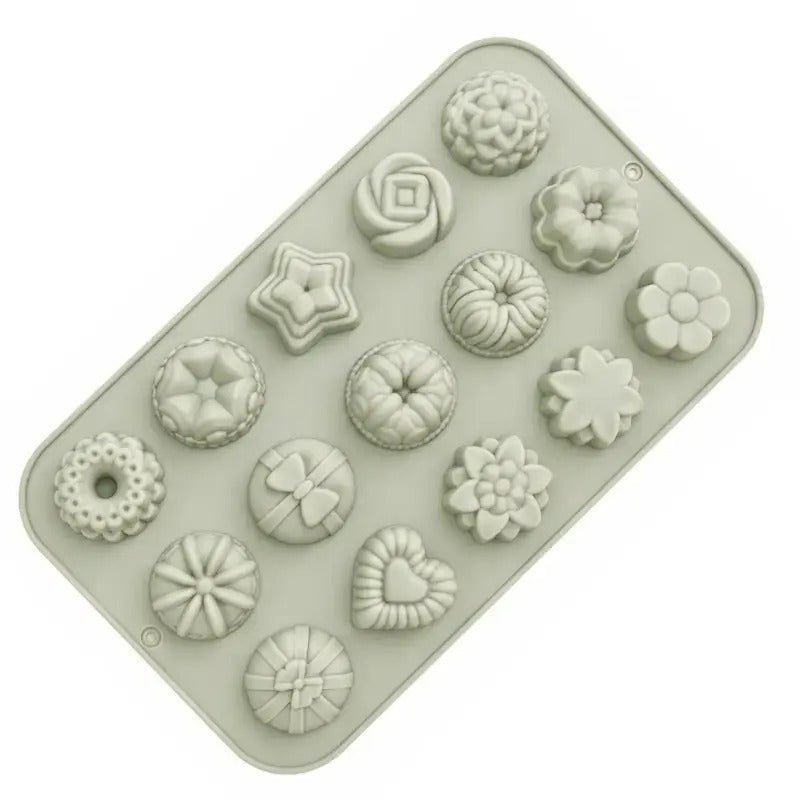 Assorted Dessert Silicone Mold | 15 Cavity Decorative Chocolate & Candy Mold