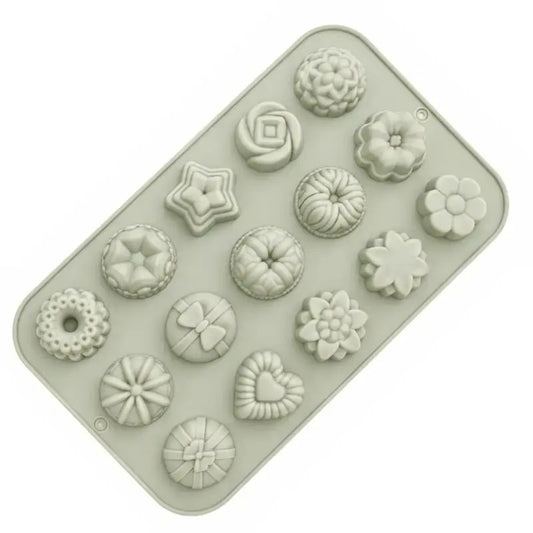 Assorted Dessert Silicone Mold | 15 Cavity Decorative Chocolate & Candy Mold
