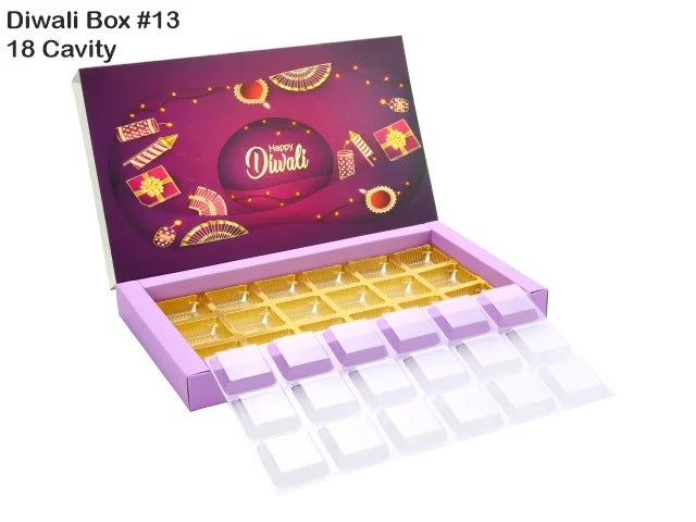18 Cavity Diwali Box Pack of 10 with 3 Variants (Random or Mix colour as per availability)