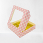 4 Cavity Chocolate Boxes with Window (Set of 10) Pink Check