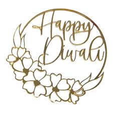 Happy Diwali Golden Acrylic Cutout Self Adhesive (Set of 5)