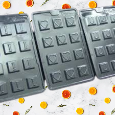 Cavity Size Sqaure Moulds Set with Letter I, U and Outlined Heart (Set of 3 moulds) Combo 381, 382 & 383