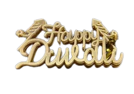 Happy Diwali Golden Acrylic Cutout Self Adhesive (Set of 5)