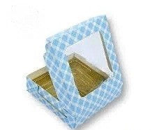 4 Cavity Chocolate Boxes with Window (Set of 10) Blue Check
