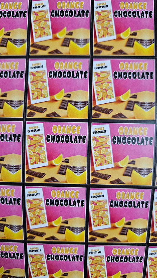 Orange Flavour Cavity Size Sqaure Chocolate Stickers