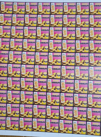 Orange Flavour Cavity Size Sqaure Chocolate Stickers