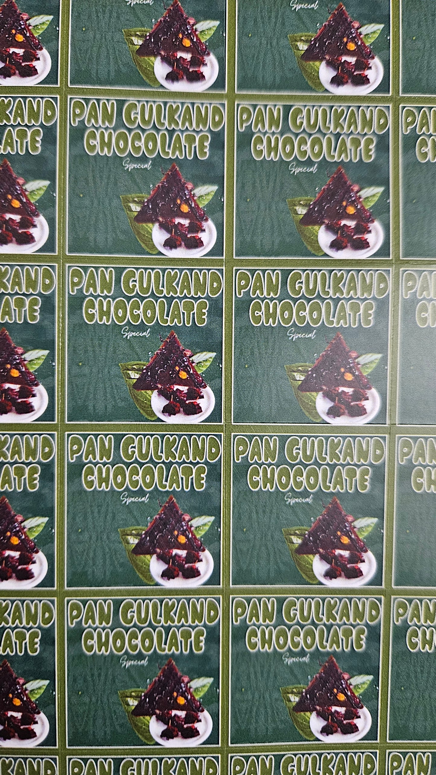 Pan Gulkand Flavour Cavity Size Sqaure Chocolate Stickers