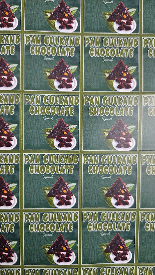 Pan Gulkand Flavour Cavity Size Sqaure Chocolate Stickers