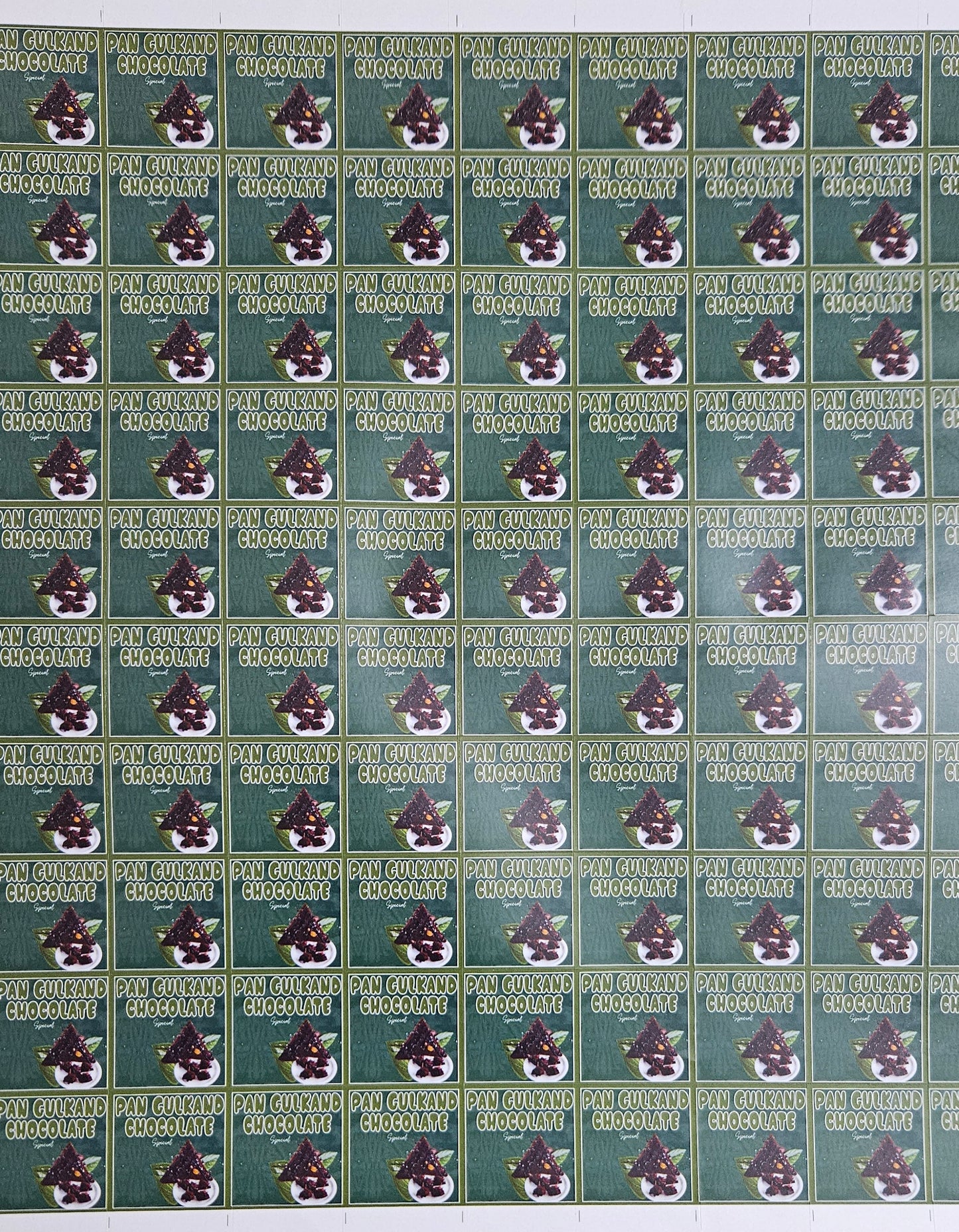 Pan Gulkand Flavour Cavity Size Sqaure Chocolate Stickers