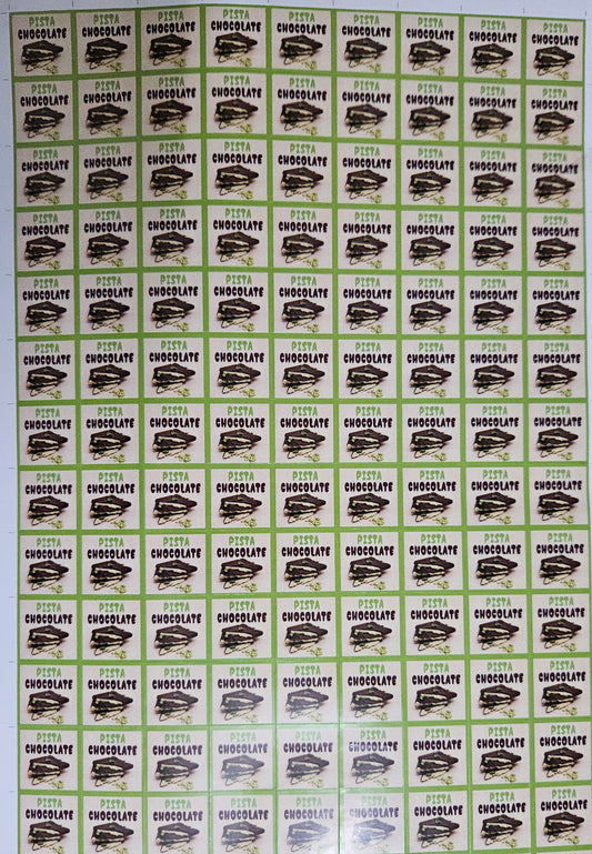 Pista Flavour Cavity Size Sqaure Chocolate Stickers