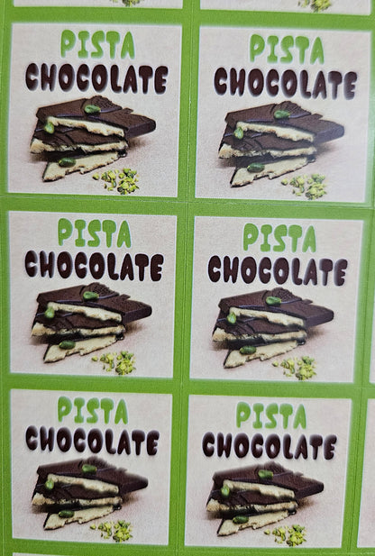 Pista Flavour Cavity Size Sqaure Chocolate Stickers