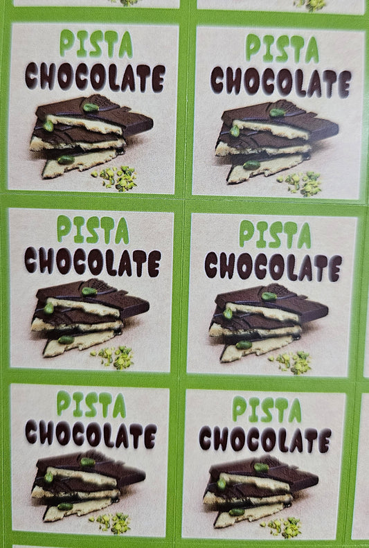 Pista Flavour Cavity Size Sqaure Chocolate Stickers