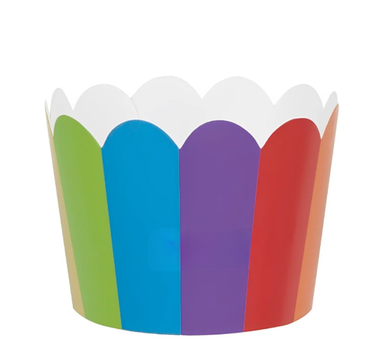 5cm | Rainbow Design Striped Scallop-Edge Baking Cups – Premium Paper Muffin Cup Liners |Pack Of 50